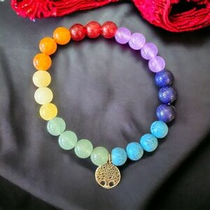 7 Stone Sterling Silver Rainbow Chakra Bracelet - NWOT, Stunning Gift!